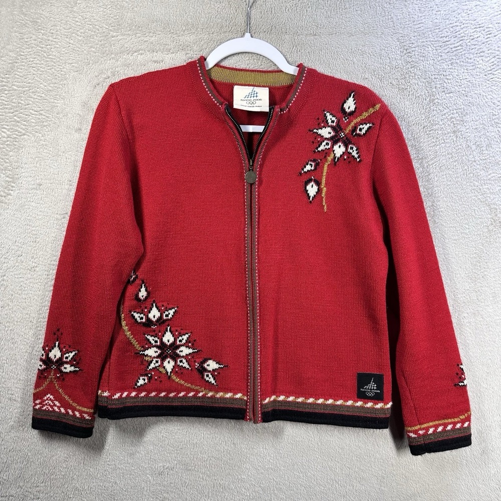 Dale Of Norway Torino 2006 Olympics Wool Zip Cardigan Women's Size S Red